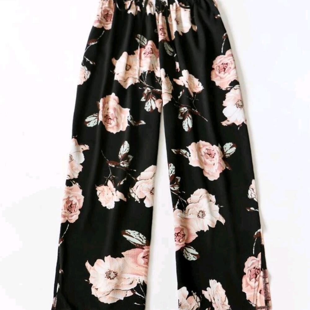 Black Floral Print Pants (20)